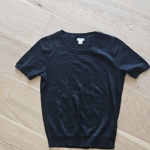 J. Crew Black Short Sleeve Classic Crew Neck